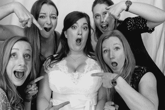 black and white photo booth hire