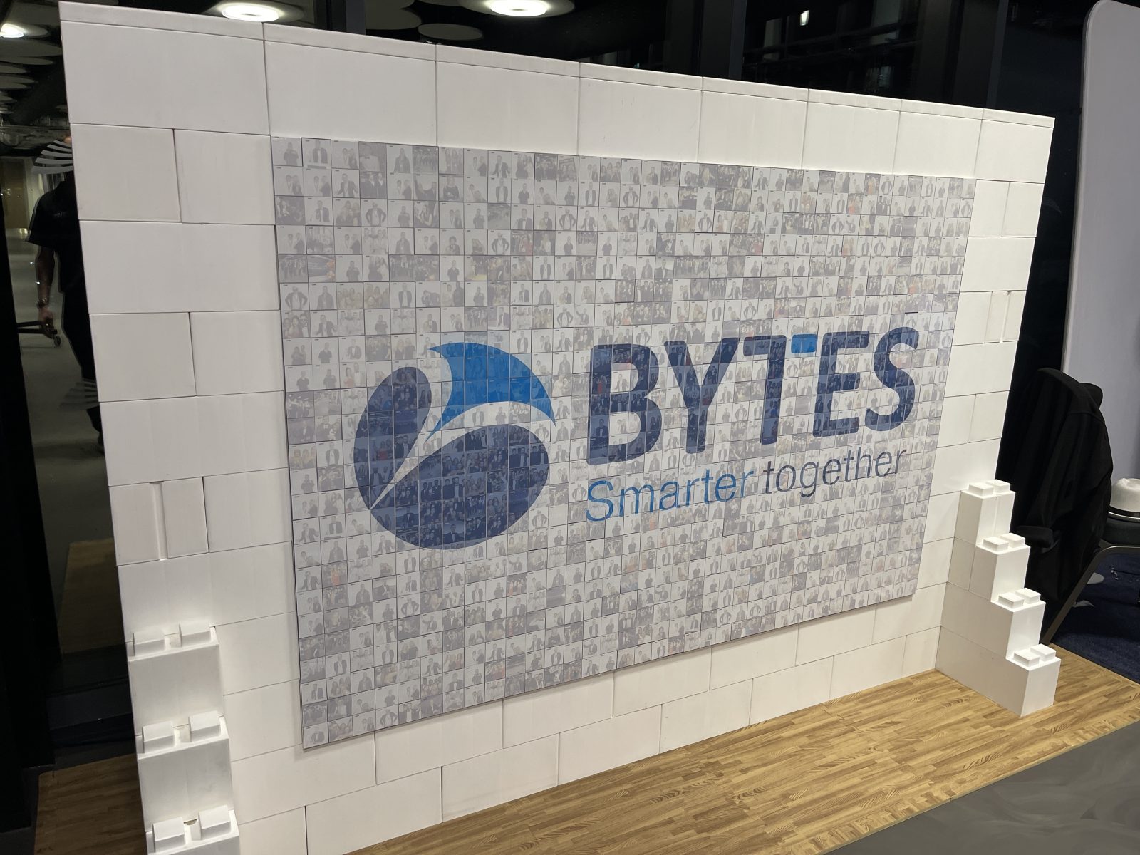 Completed BYTES branded photo mosaic wall